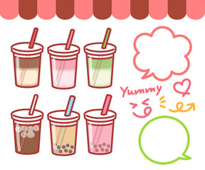 ジュース・タピオカドリンクのイラスト・アイコンセット
