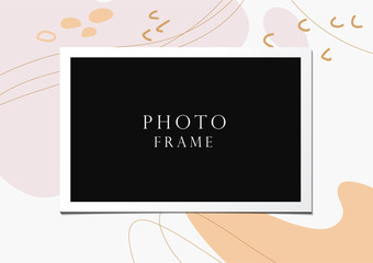 Photo frame vector on beautiful background. Modern art illustration. Album for pictures and memory. Photograph.