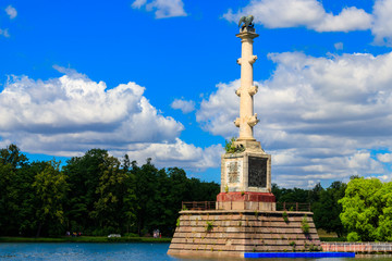 Fototapeta na wymiar Chesme column in the Catherine Park in Tsarskoye Selo, Pushkin, Russia