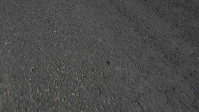 Closeup road markings in motion