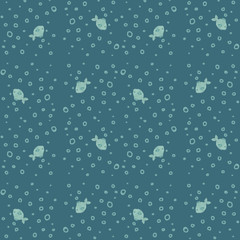 blue seamless pattern with fishes