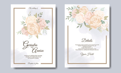 Beautiful floral frame wedding invitation card template Premium Vector