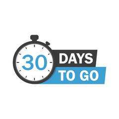 30 days to go label,sign,button. Vector stock illustration.