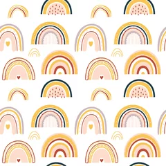 Tapeten Nahtloses Muster des Babyregenbogens. Vektor-Illustration. Kinderzimmermuster im handgezeichneten skandinavischen Stil. Textur für Stoff, Textil, Verpackung und Tapete. © lubashka
