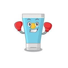 Mascot design of sunblock cream as a sporty boxing athlete