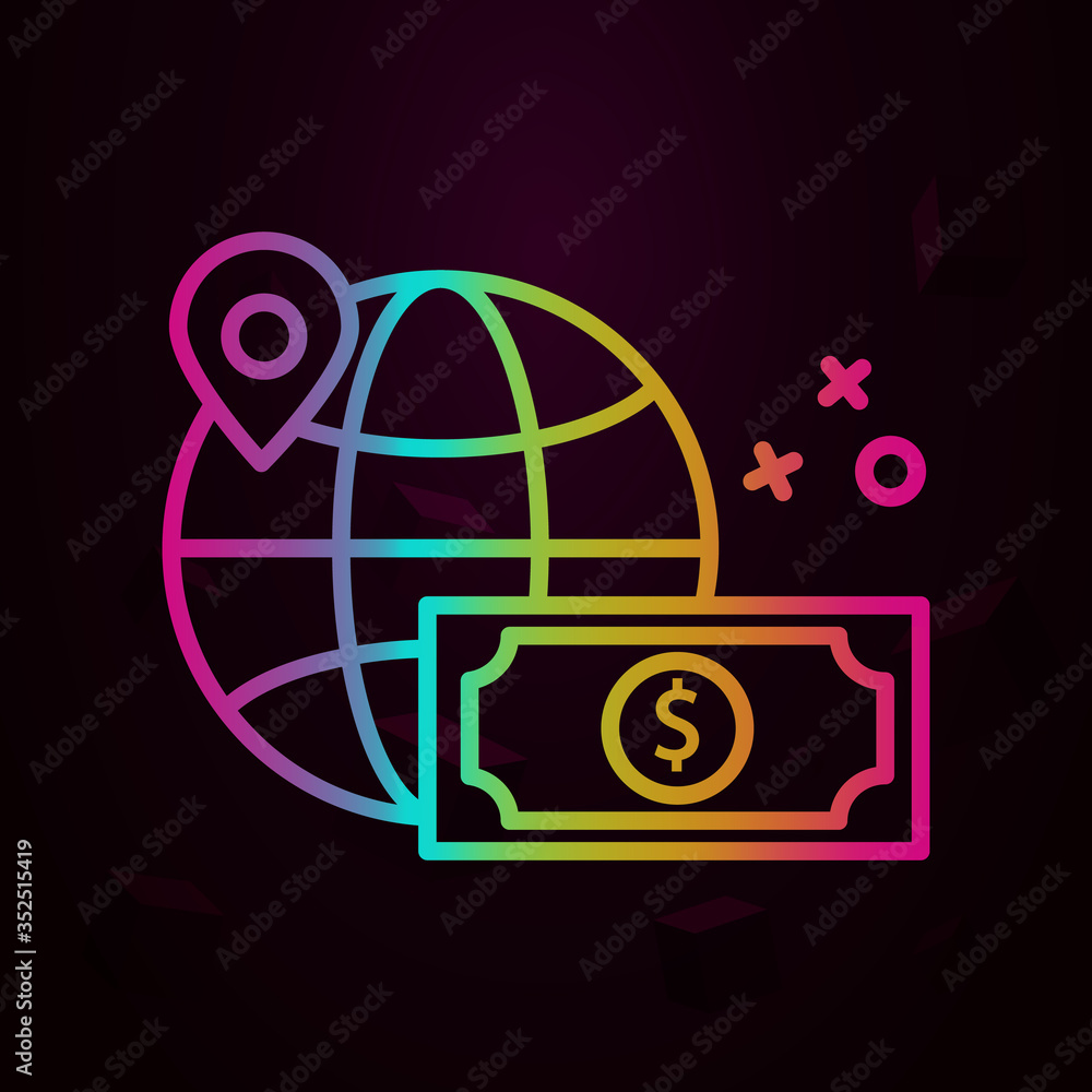 Poster global location dollar shopping nolan icon simple thin line, outline vector of online shopping icons