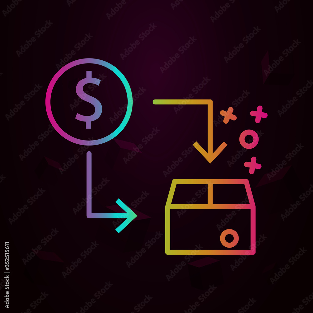 Poster box dollar shopping commerce nolan icon simple thin line, outline vector of online shopping icons fo