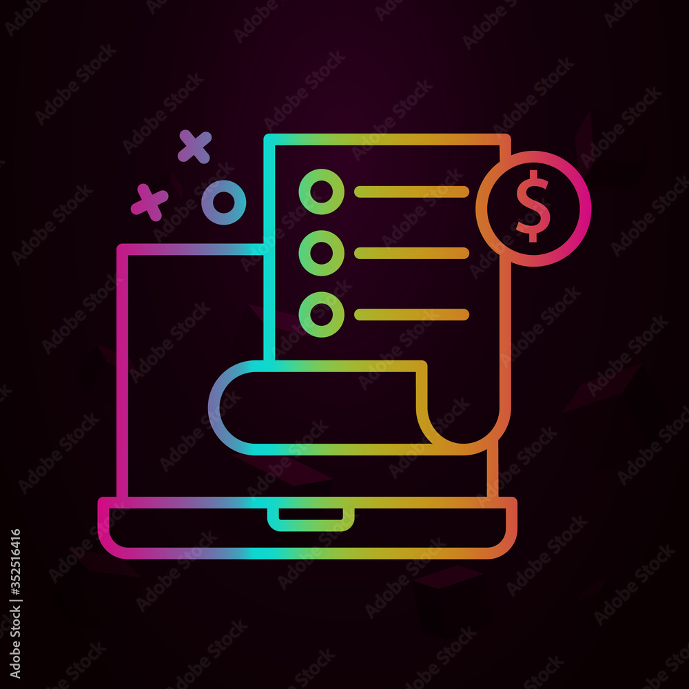 Poster laptop document shopping nolan icon simple thin line, outline vector of online shopping icons for ui