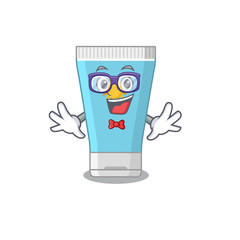 A cartoon drawing of geek sunblock cream wearing weird glasses