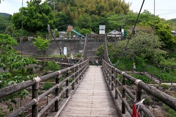 Fototapeta na wymiar 側面から見た吊り橋