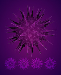 vector set of 3d models of corono virus and bacteria on a colored background