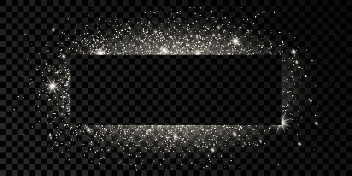 Silver rectangle frame with glitter