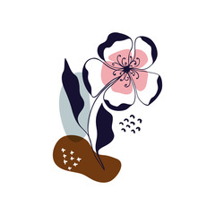 Abstract floral art vector leaves background. Hand draw flowers