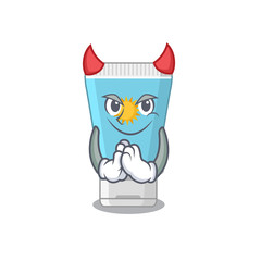 Sunblock cream clothed as devil cartoon character design concept