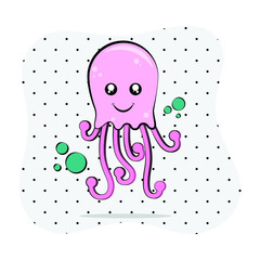 vector of cute cartoon jellyfish.