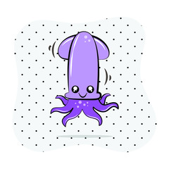 vector of cute cartoon squid. seafood.