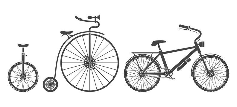 Bicycles types silhouettes