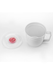 Obraz na płótnie Canvas round plastic white saucepan with lid for kitchen