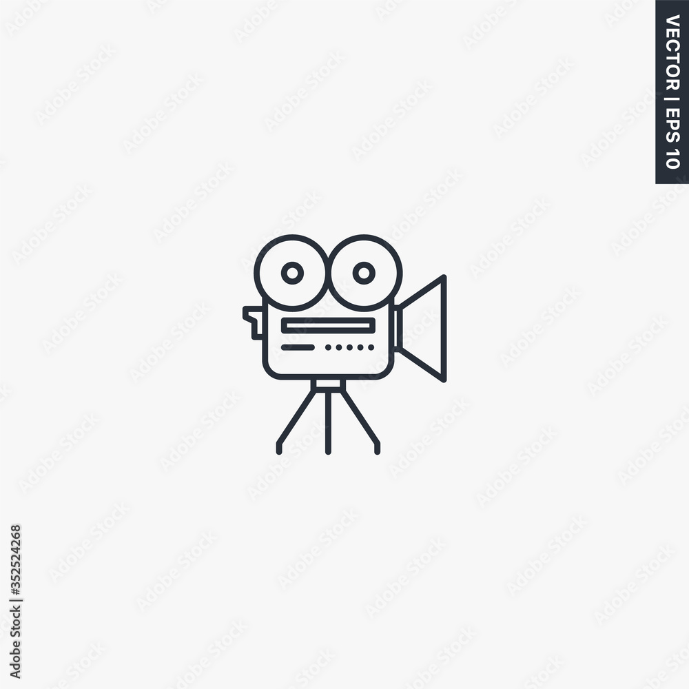 Poster camcorder, linear style sign for mobile concept and web design