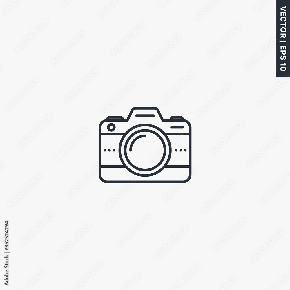 Poster camera, linear style sign for mobile concept and web design