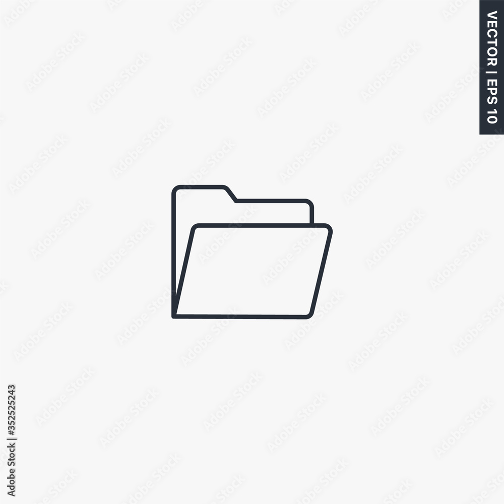 Poster folder, linear style sign for mobile concept and web design
