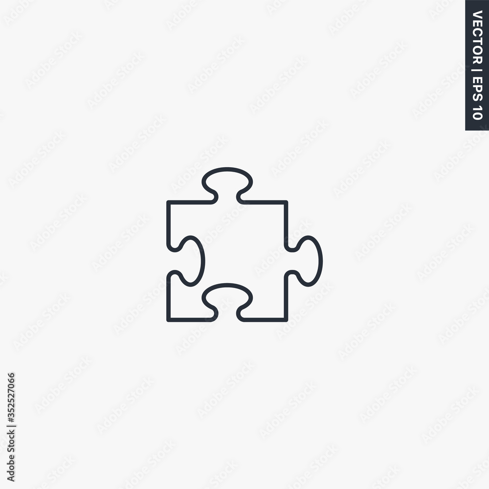 Poster puzzle, linear style sign for mobile concept and web design