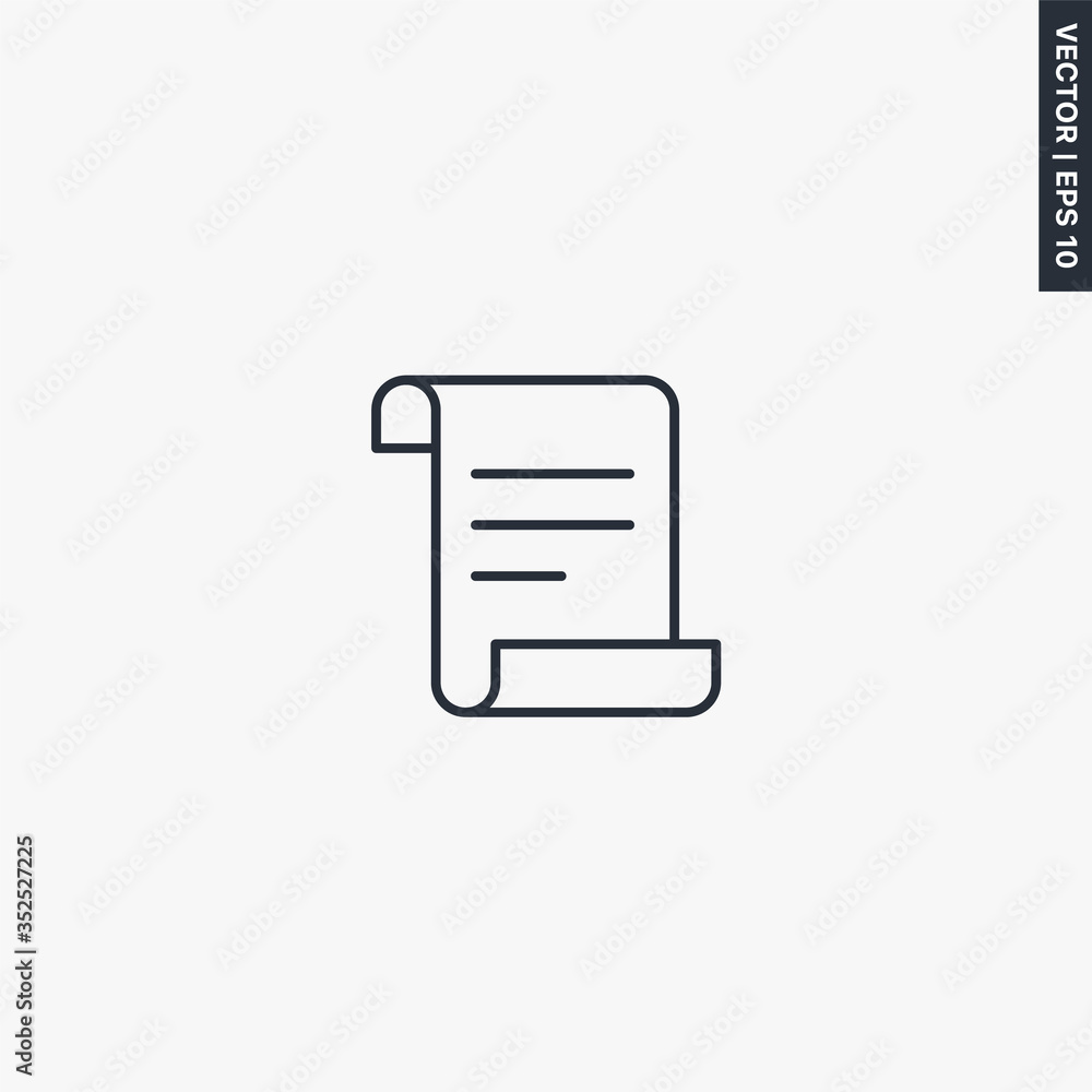 Poster scenario, linear style sign for mobile concept and web design