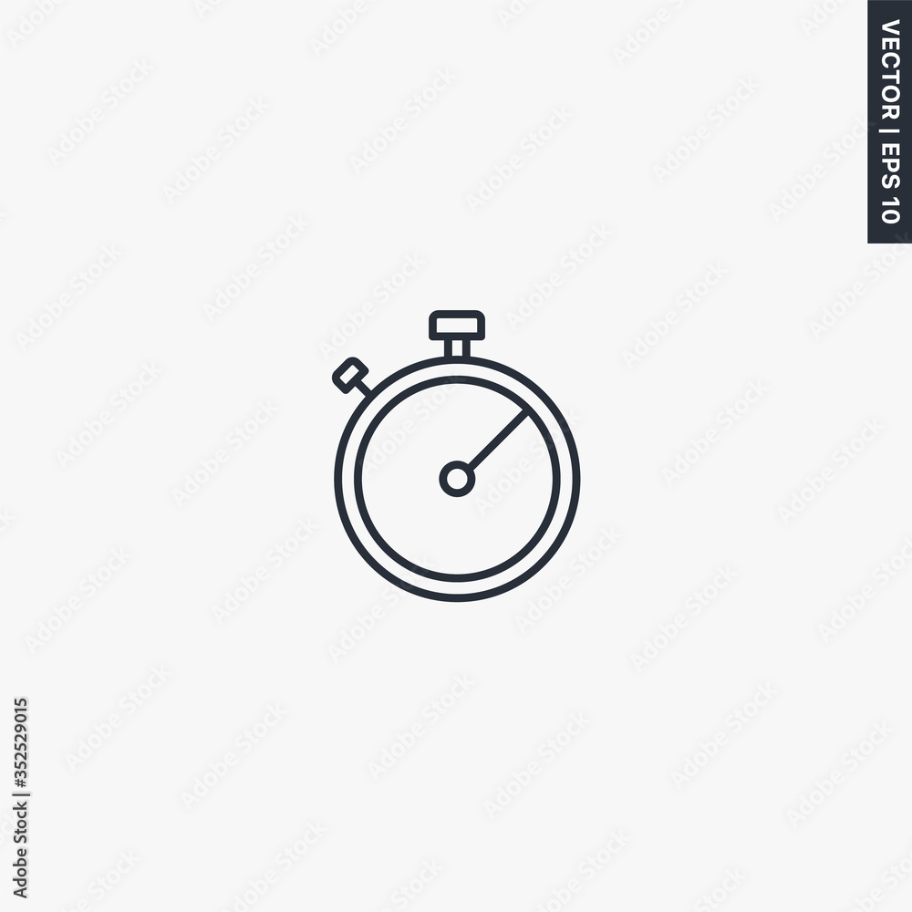 Poster timer, linear style sign for mobile concept and web design