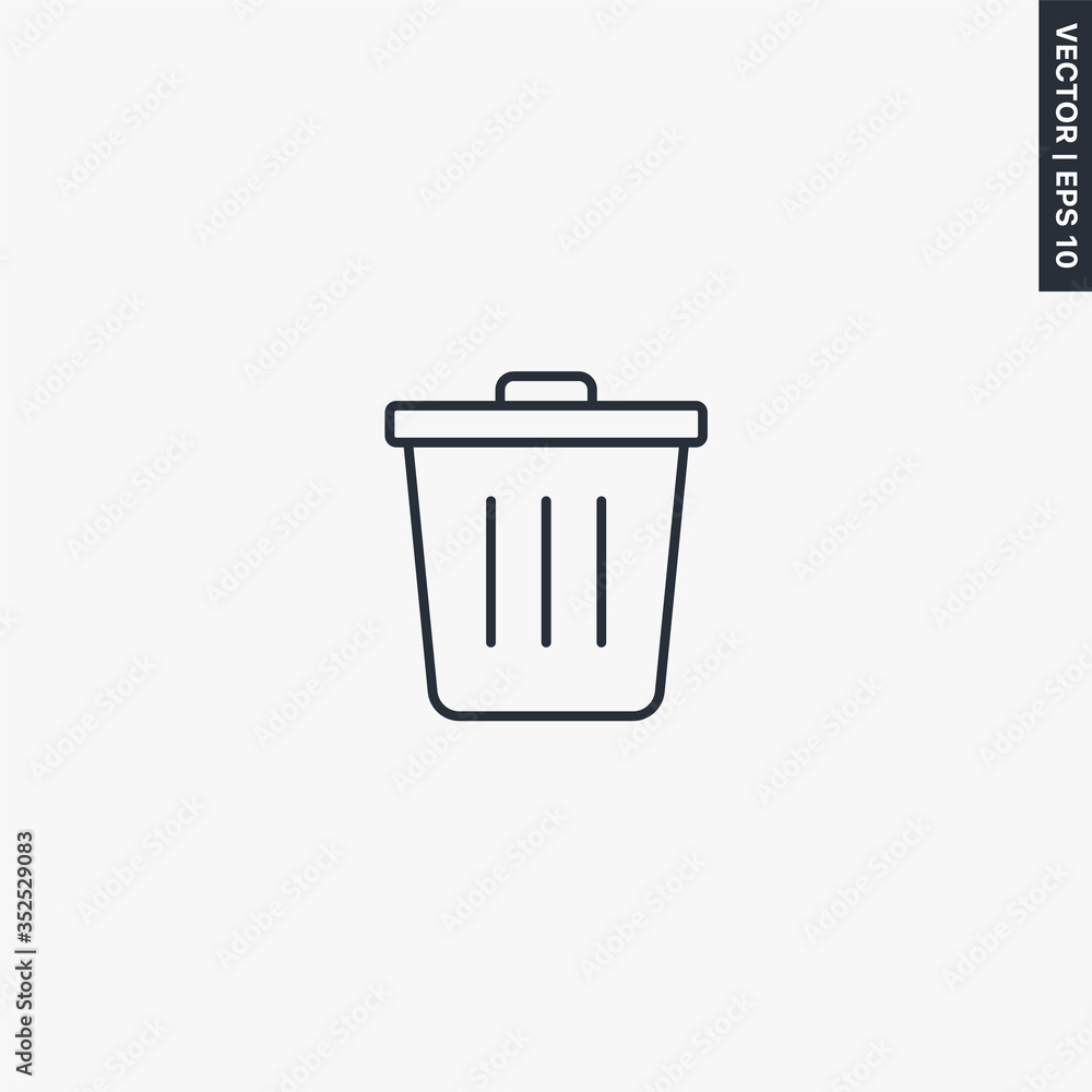 Poster trash, linear style sign for mobile concept and web design