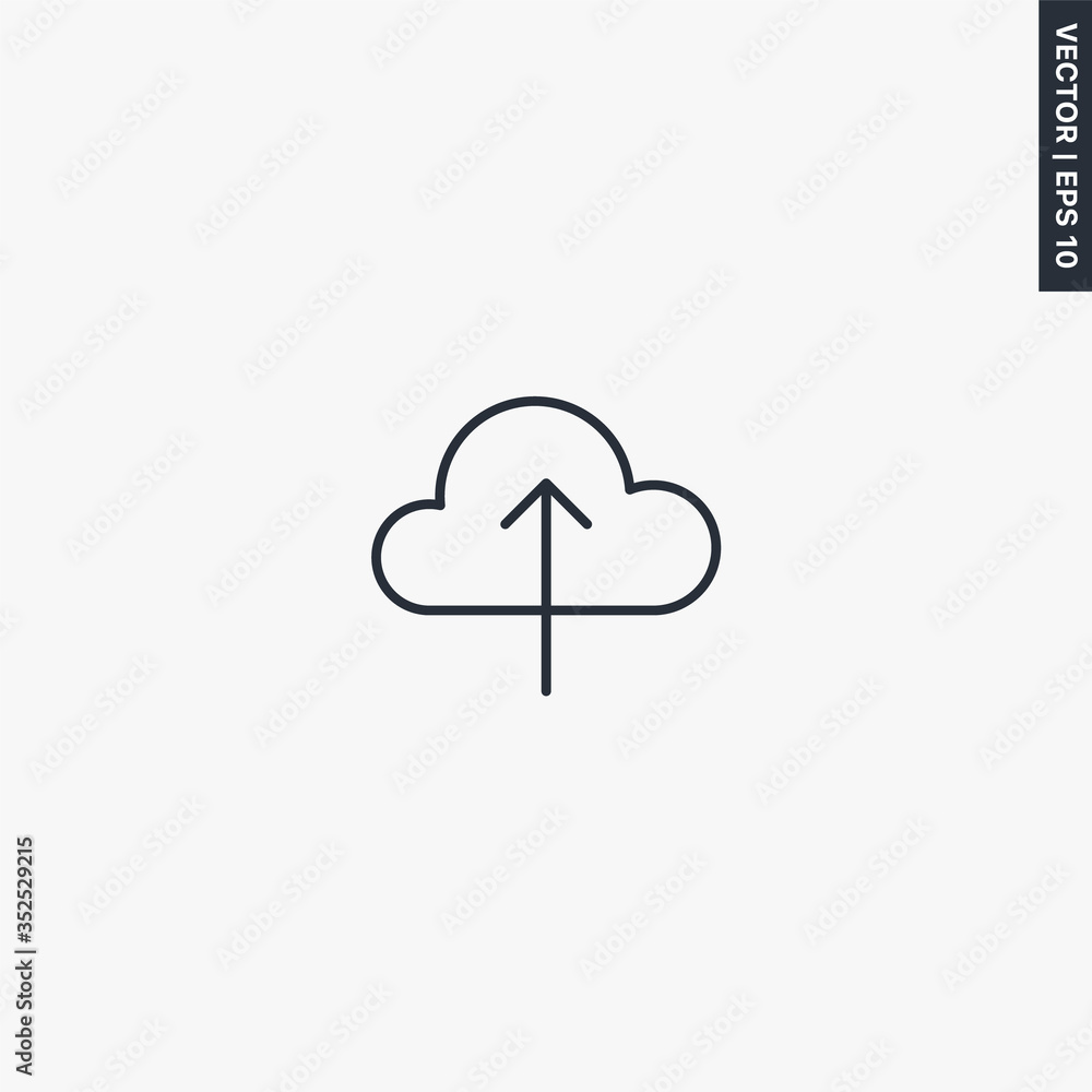 Poster upload to cloud, linear style sign for mobile concept and web design