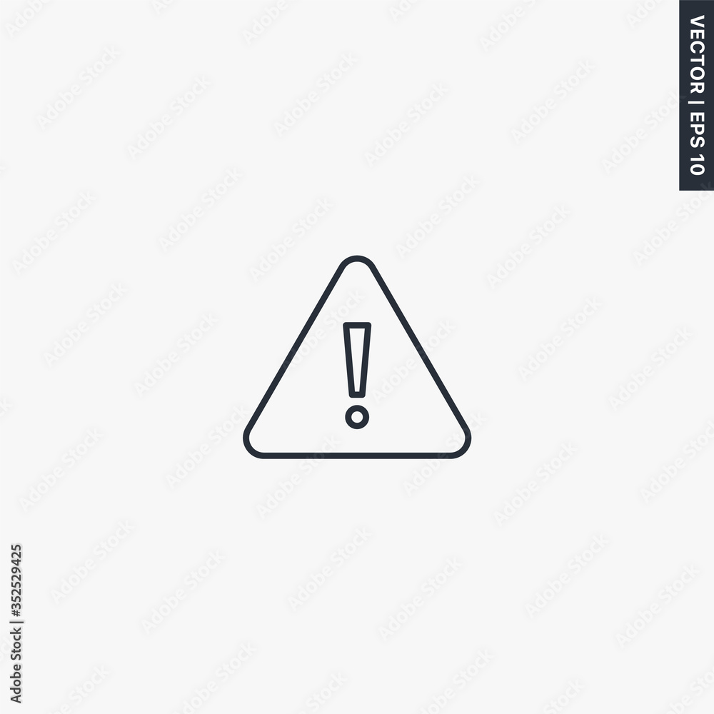 Poster warning, linear style sign for mobile concept and web design