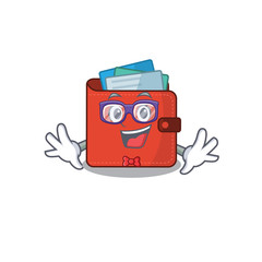 A cartoon drawing of geek card wallet wearing weird glasses