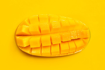 Tropical fruit, Mango  on yellow background.