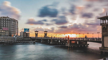 Alexandria Egypt sunset on Stanly bridge 