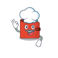 Talented card wallet chef cartoon drawing wearing chef hat