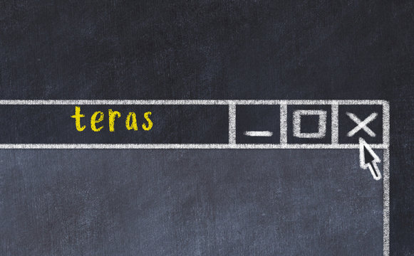 Chalk drawig of browser window with inscription teras 