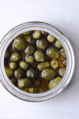 Dandelion capers in glass jar