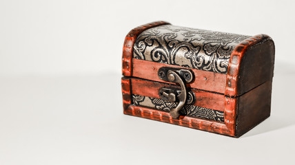 small wooden trunk with dried flowers