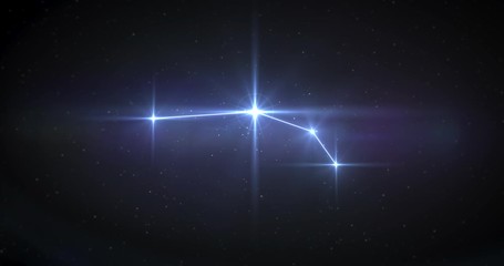 Zodiac signs Aries constellation made of bright stars is connected by lines. Star zodiac sign animation on black background. - Powered by Adobe
