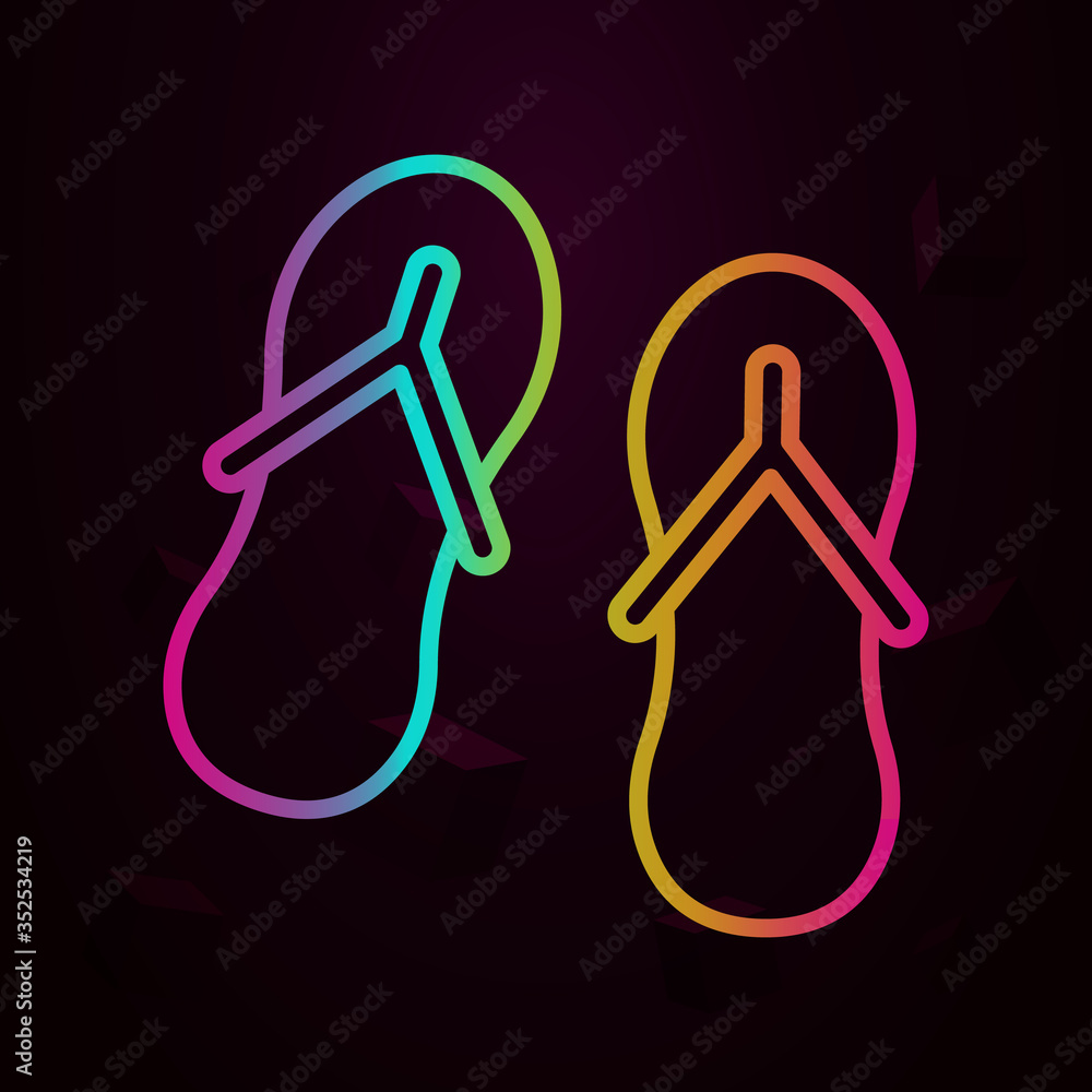 Poster flip flops nolan icon simple thin line, outline vector of swimming poll icons for ui and ux, website