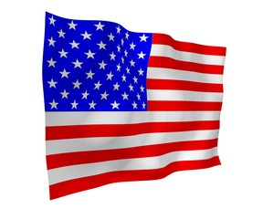 Obraz premium Waving flag of the United States of America. Stars and Stripes. State symbol of the USA. 3D illustration