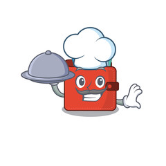 mascot design of card wallet chef serving food on tray