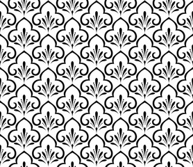 Flower geometric pattern. Seamless vector background. White and black ornament