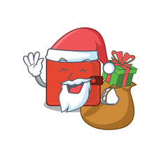 Cartoon design of card wallet Santa having Christmas gift