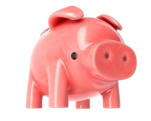 3D render of pink piggy bank isolated on white