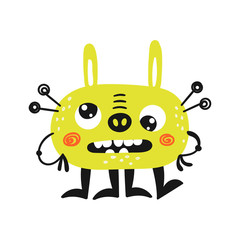 Obraz premium Cute isolated monster on a white background.