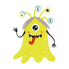 Cute isolated monster on a white background.