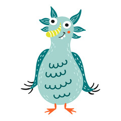 Cute isolated monster on a white background.