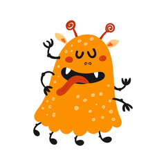 Cute isolated monster on a white background.