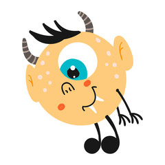 Cute isolated monster on a white background.